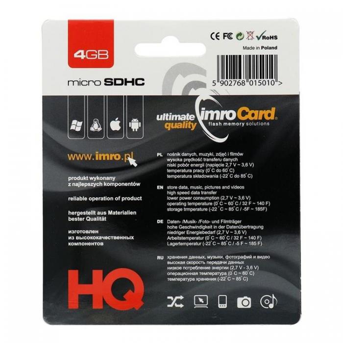 Imro - Imro Minneskort MicroSD 4GB Med Adapter Klass 10 UHS