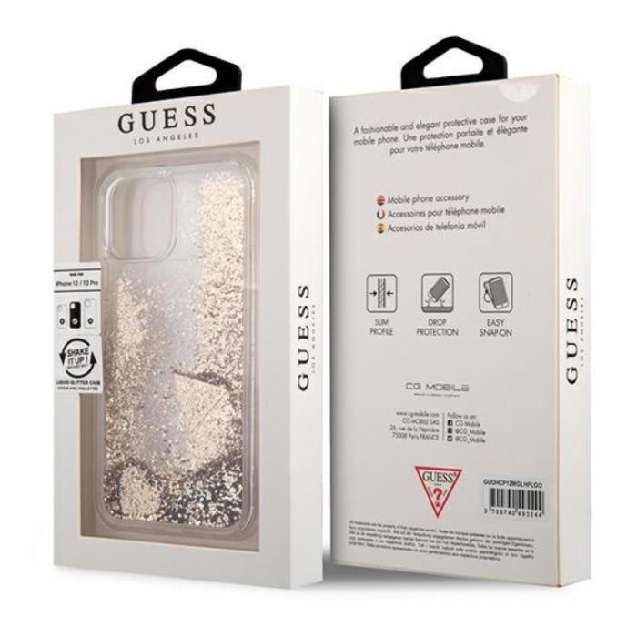 Guess - Guess iPhone 12/12 Pro Skal Glitter Charms - Guld