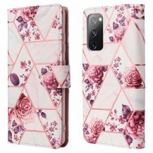 A-One Brand - Marble Grid Plånboksfodral till Galaxy S20 FE - Roses