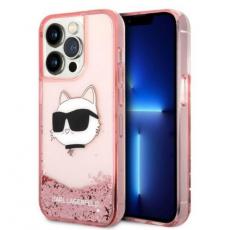 KARL LAGERFELD - Karl Lagerfeld iPhone 14 Pro Skal Glitter Choupette Head - Rosa