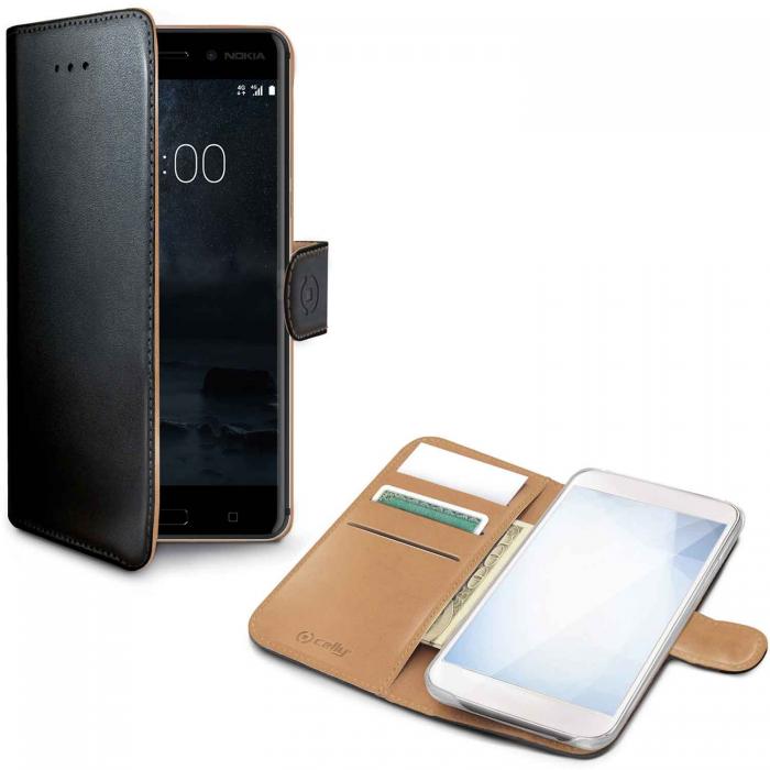 UTGATT5 - Celly Wallet Case Nokia 6 - Svart