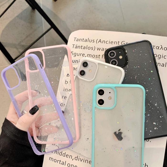A-One Brand - Bling Star Glitter Skal till iPhone 7/8/SE 2020 - Vit