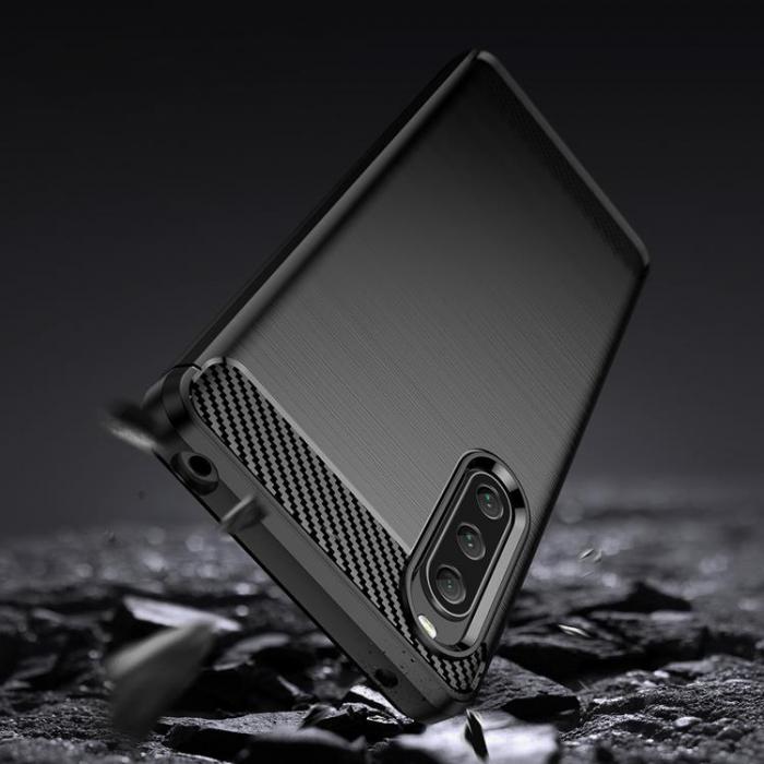 A-One Brand - Sony Xperia 10 V Mobilskal Carbon Silikon - Svart