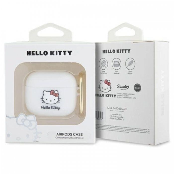 Hello Kitty - Hello Kitty AirPods 3 Skal Silikon 3D Kitty Head - Vit