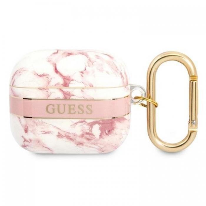 Guess - Guess AirPods 3 Skal Marble Strap Collection - Rosa