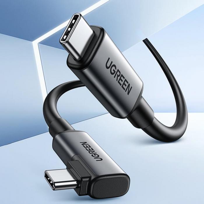Ugreen - Ugreen Angled USB Typ-C Till USB Typ-C 60W kabel 5m - Svart