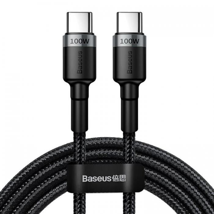 BASEUS - Baseus Nylon USB-C till USB-C 100W Kabel 2m - Gr