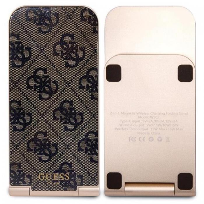 Guess - Guess 2in1 Magsafe Induktion Laddare 4G Pattern - Brun