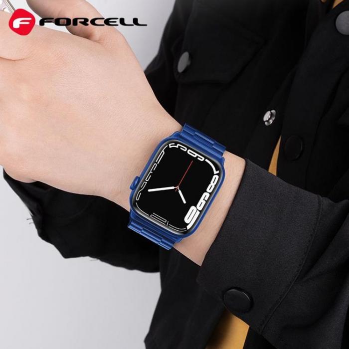 Forcell - Forcell Apple Watch (42/44/45/49mm) Armband F-Design - Bl