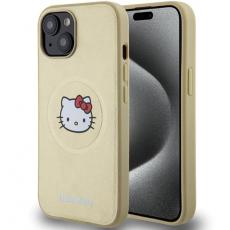 Hello Kitty - Hello Kitty iPhone 15 Mobilskal Magsafe Läder Kitty Head - Guld