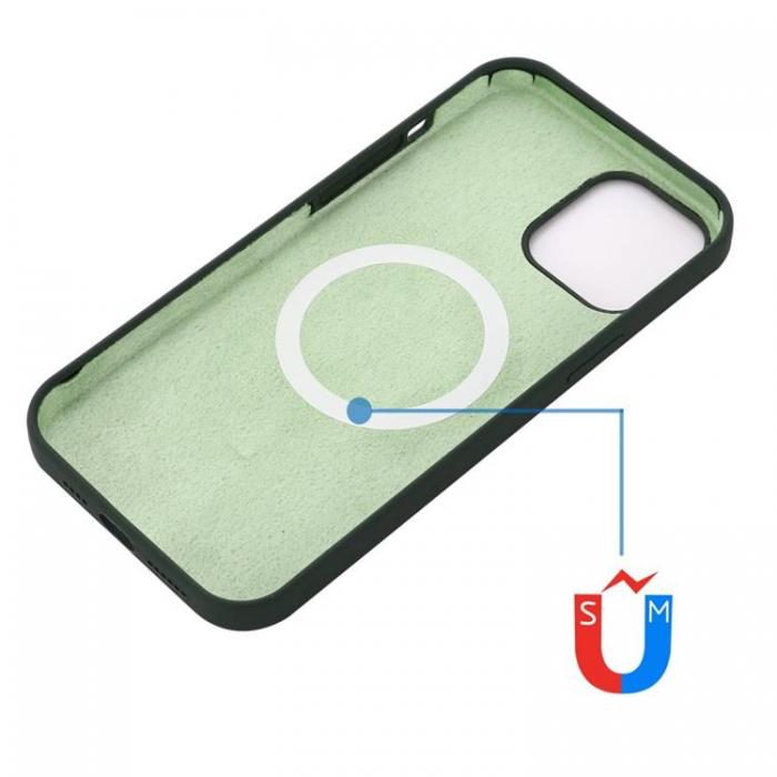A-One Brand - iPhone 14 Pro Skal Magsafe Silicone Ultra Slim - Mrkgrn