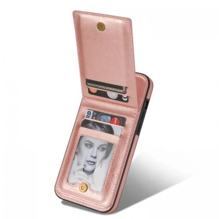 N.BEKUS - N.BEKUS iPhone 15 Pro Mobilskal Korthllare Kickstand - Rosa