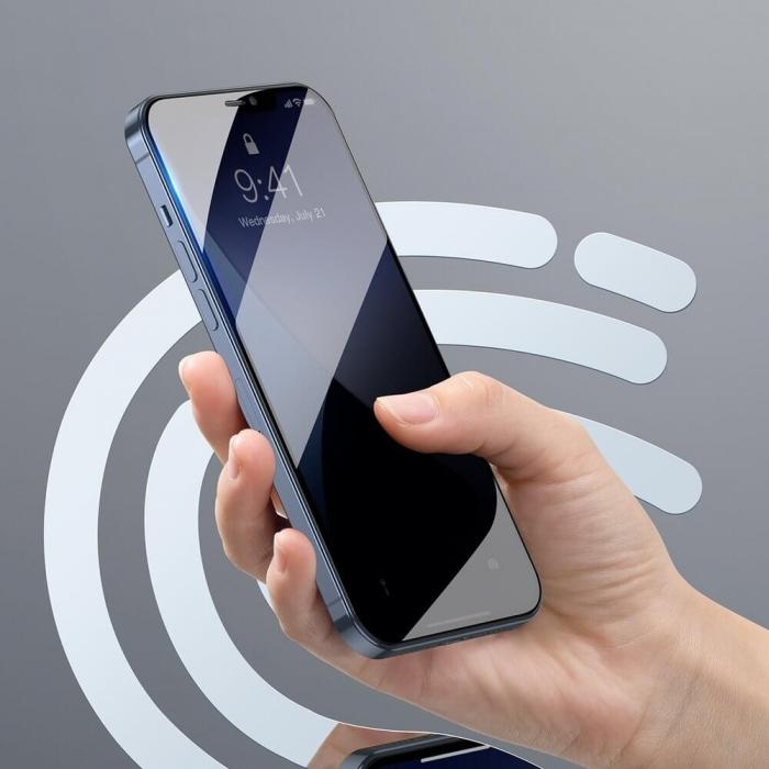 UTGATT5 - Baseus 2x Anti Spy Hrdat glas iPhone 12 Pro Max Svart