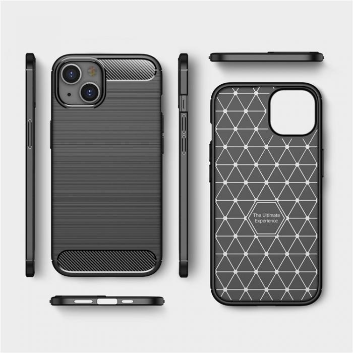 A-One Brand - iPhone 14 Skal Carbon Fiber Texture TPU - Svart