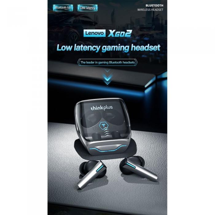 Lenovo - LENOVO XG02 TWS Thinkplus Gaming Bluetooth Trdlsa Hrlurar - Svart