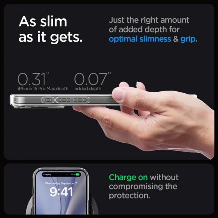 Spigen - Spigen iPhone 15 Pro Mobilskal Magsafe Hybrid - Zero One Vit