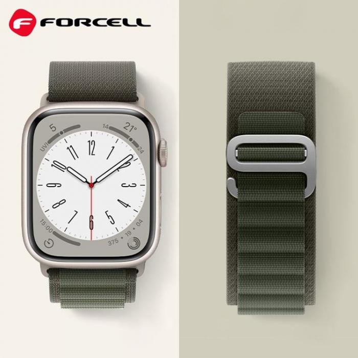 Forcell - Forcell Apple Watch (42/44/45/49mm) Armband F-Design - Grn