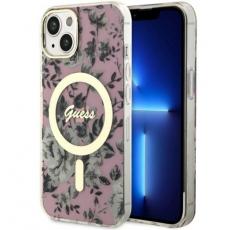 Guess - Guess iPhone 14 Mobilskal MagSafe Flower - Rosa