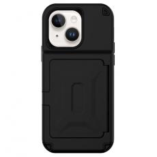 A-One Brand - iPhone 14 Skal Korthållare Mirror Kickstand - Svart