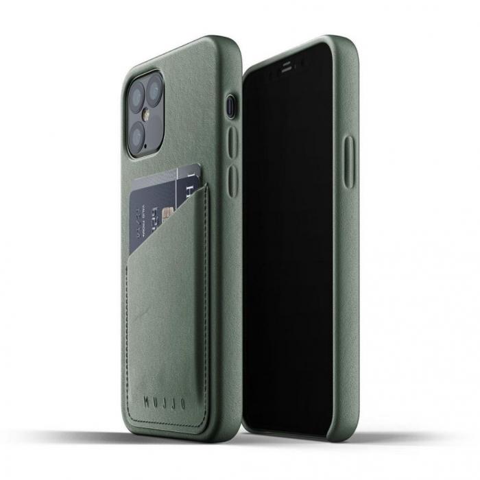 UTGATT5 - Mujjo Full Leather Wallet iPhone 12 & 12 Pro - Grn