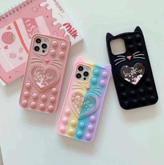 UTGATT5 - Love Cat Pop it Fidget Skal iPhone 11 - Rosa
