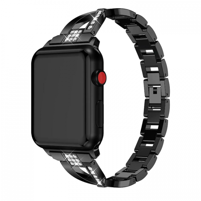 A-One Brand - Apple Watch 2/3/4/5/6/7/SE (42/44/45mm) Armband Crystal - Svart