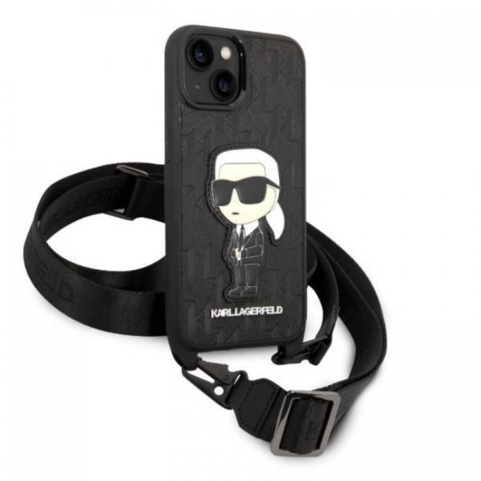 KARL LAGERFELD - Karl Lagerfeld iPhone 14 Skal med halsband Ikonik Patch - Svart