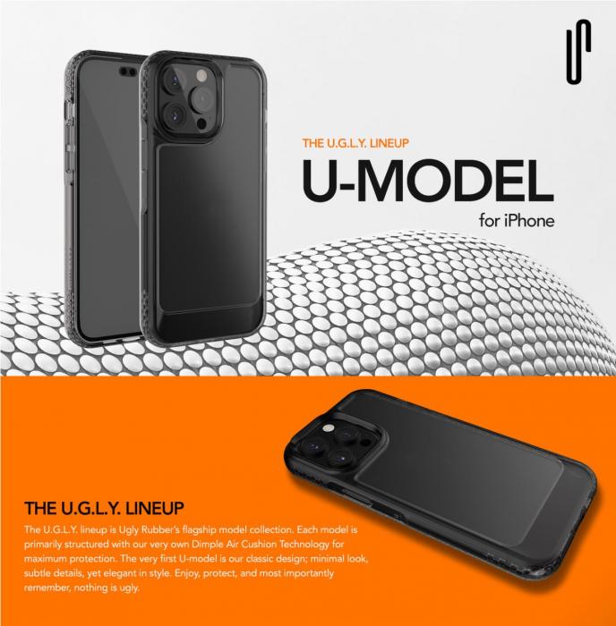 Ugly Rubber - Svart genomskinligt skal till iPhone 15 Pro Max