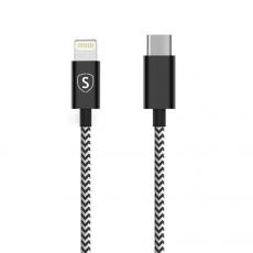 SiGN - SiGN Skin USB-C till Lightning Kabel 2.1A, 0.25m - Svart/Vit