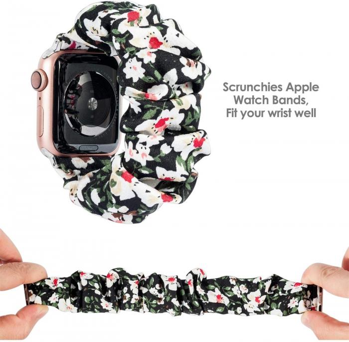 A-One Brand - Armband Scrunchie Apple Watch 1/2/3/4/5/6/SE 38/40mm Liljeblomma