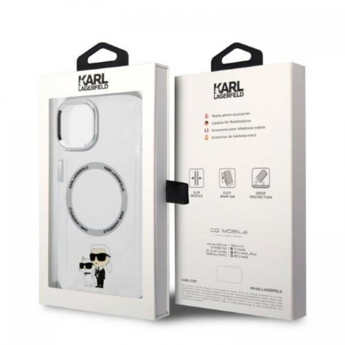 KARL LAGERFELD - Karl Lagerfeld iPhone 14 Skal Magsafe Iconic Karl & Choupette - Transparent
