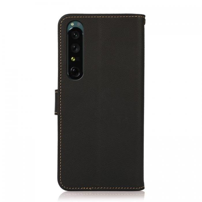 KHAZNEH - KHAZNEH Sony Xperia 1 IV Plnboksfodral kta Lder RFID - Svart