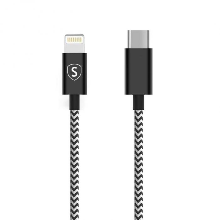 SiGN - SiGN Skin USB-C till Lightning Kabel 2.1A, 0.25m - Svart/Vit