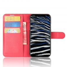 A-One Brand - Litchi Plånboksfodral till iPhone XS / X - Röd