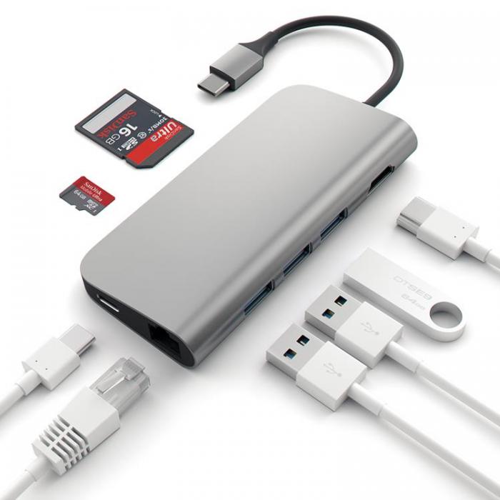 UTGATT1 - Satechi USB-C Multi-Port Adapter 4K Gigabit Ethernet - Space Gr