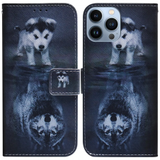 Taltech - iPhone 15 Pro Plånboksfodral med Tryck - Hund och Varg