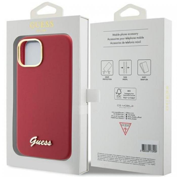 Guess - Guess iPhone 15 Mobilskal Silikon Script Metal Logo Frame
