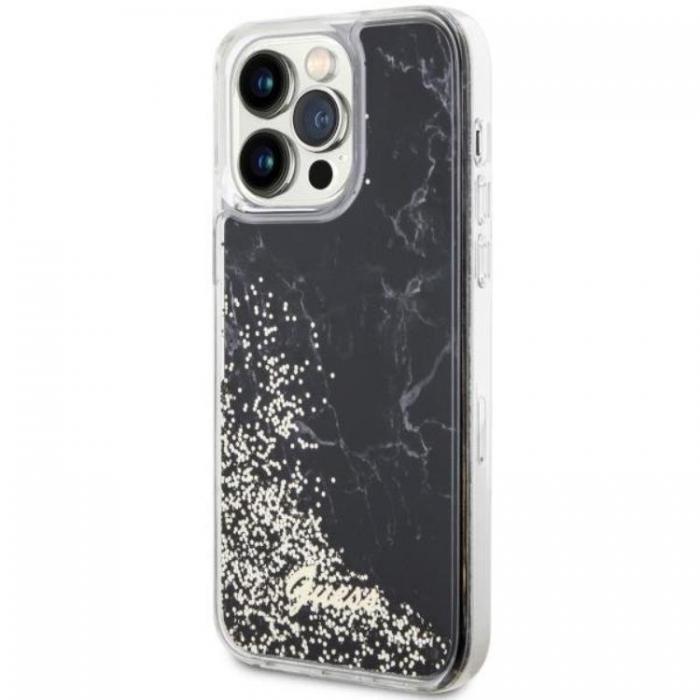 Guess - Guess iPhone 14 Pro Mobilskal Liquid Glitter Marble - Svart