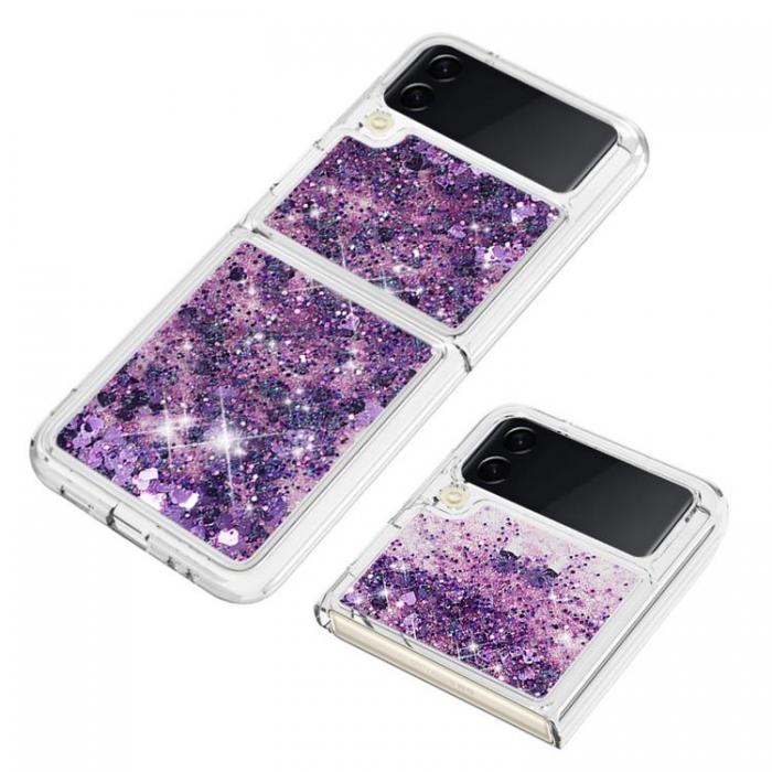 A-One Brand - Galaxy Z Flip 4 Skal Liquid Floating Glitter - Mrklila