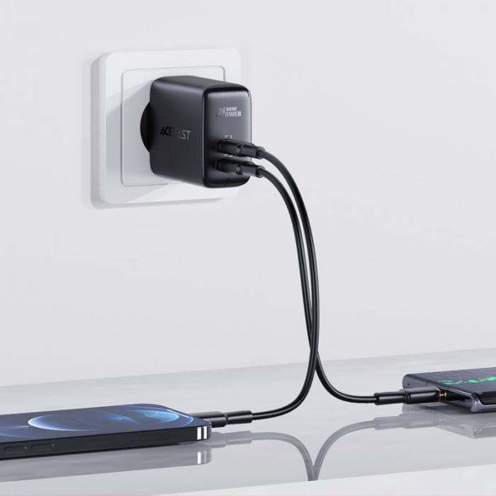 Acefast - Acefast PD Vggladdare 2x USB-C 40W - Svart