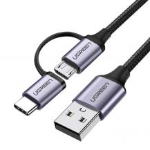 Ugreen - Ugreen 2in1 USB Till Micro USB/Typ-C Kabel 1m - Svart