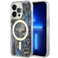 Guess - Guess iPhone 14 Pro Max Mobilskal MagSafe Leopard - Blå