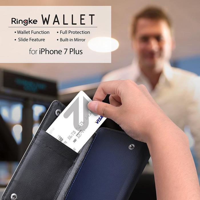 UTGATT5 - Ringke Wallet till Apple iPhone 7 Plus - Svart
