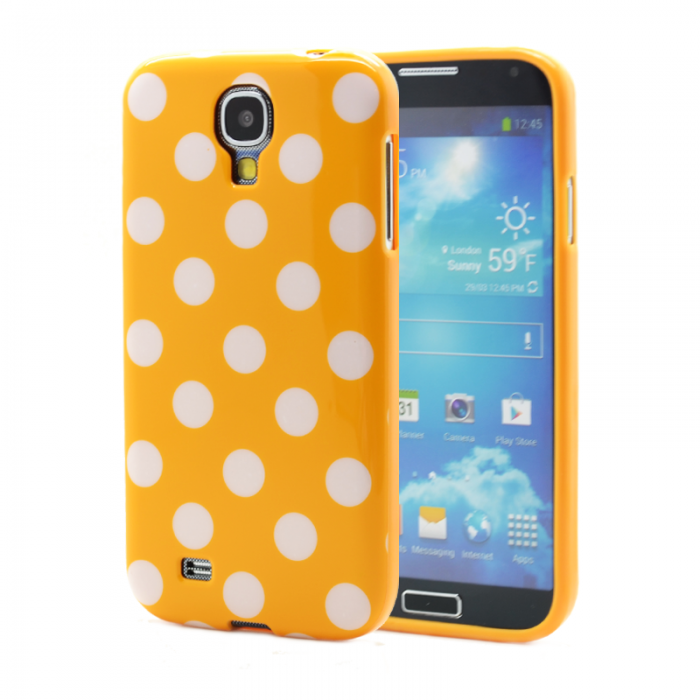 UTGATT4 - Polka dot FlexiSkal till Samsung Galaxy S4 - i9500 (Gul)