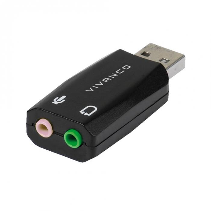 UTGATT1 - Vivanco USB 2.0 adapter fr ljudkort och headset, 2x3,mm