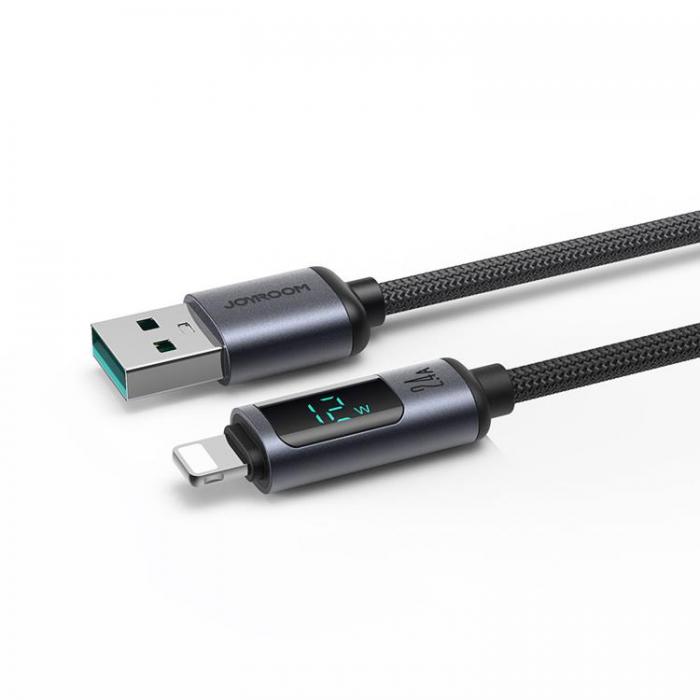 Joyroom - Joyroom Lightning - USB-A Kabel 2.4A med LED display 1.2m - Svart