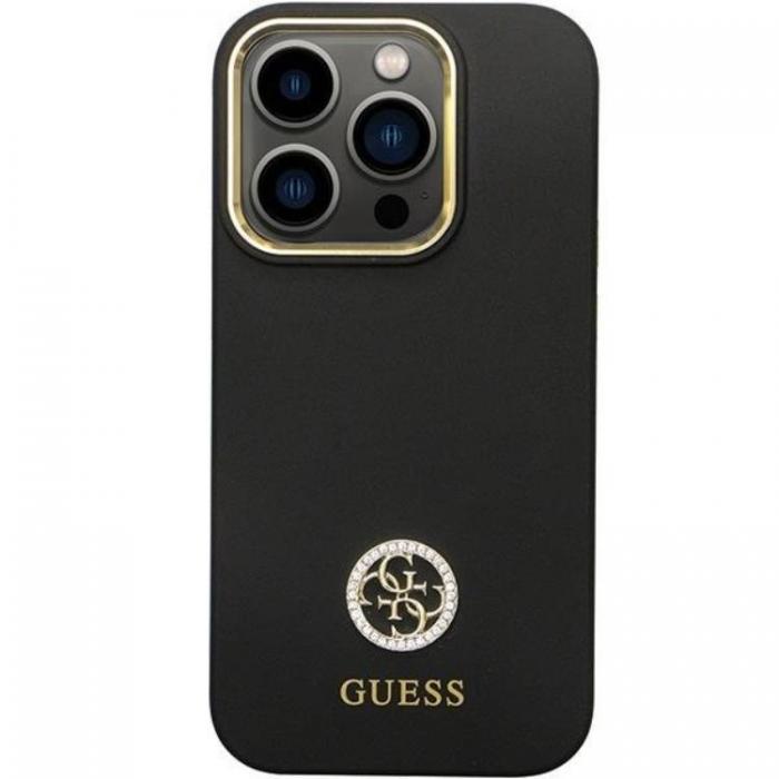 Guess - Guess iPhone 13 Pro Max Mobilskal Silikon Logo Strass 4G - Svart