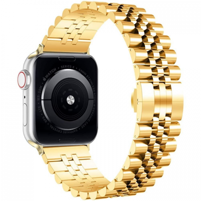 A-One Brand - Apple Watch 2/3/4/5/6/7/SE (38/40/41mm) Armband Stainless - Guld