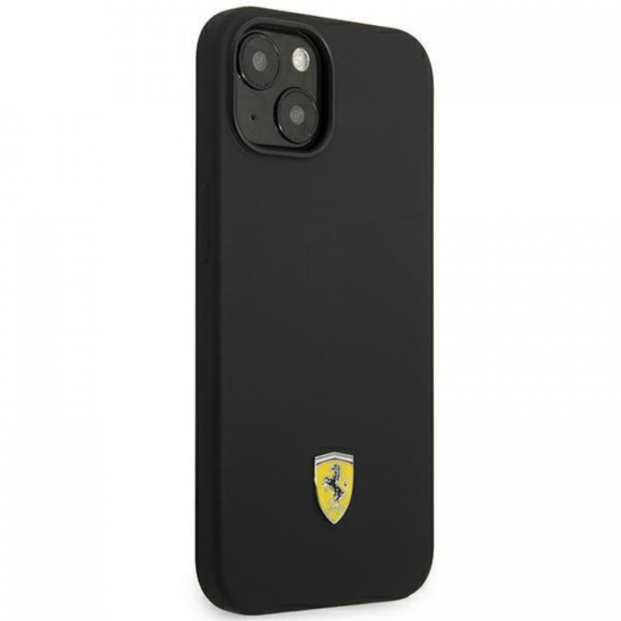 Ferrari - Ferrari iPhone 14 Plus Skal Silicone Metal Logo - Svart
