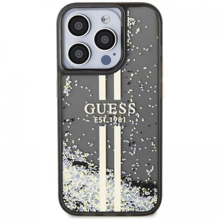 Guess - Guess iPhone 15 Pro Max Mobilskal Liquid Glitter Gold Stripes